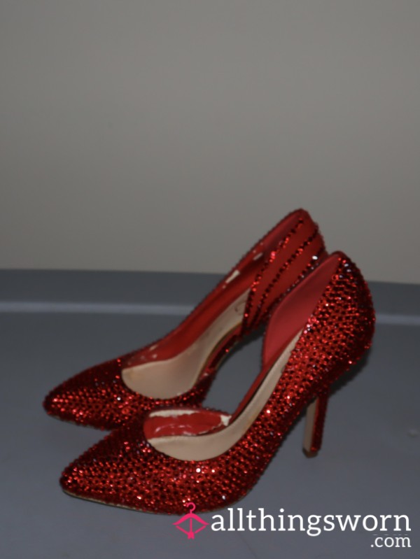 Crystal Encrusted Ruby Red Heels