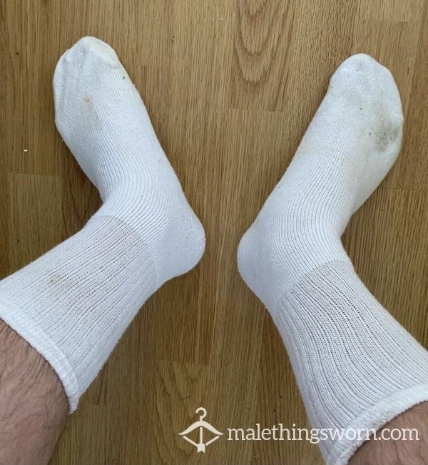 Cum Stained White Sports Socks