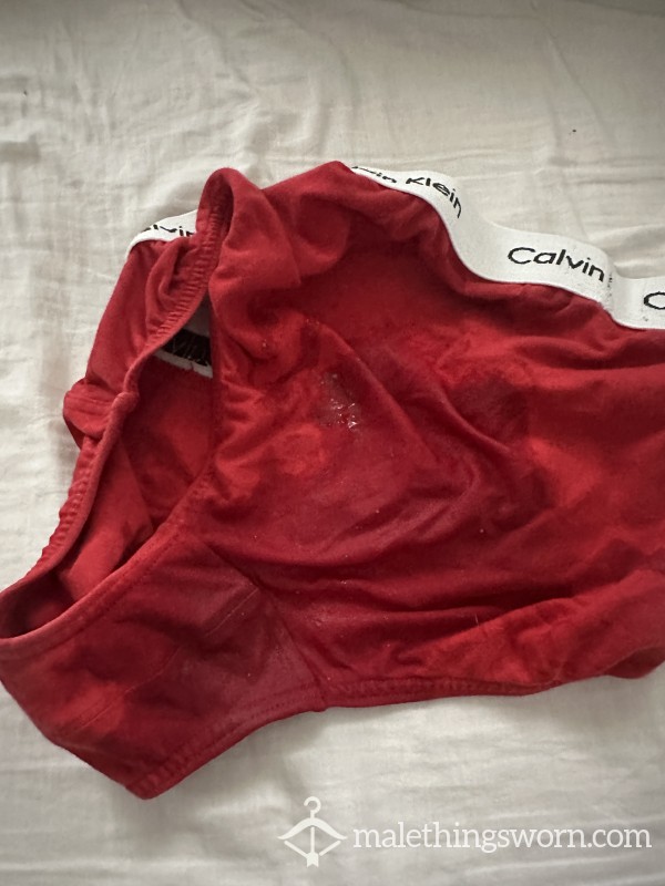 CumSoaked Red Calvin Klein Briefs