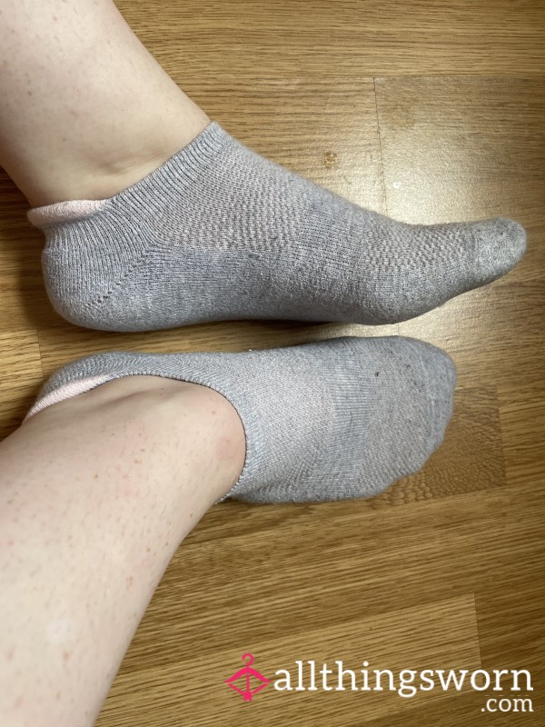 Cute Grey And Pink Gym Socks