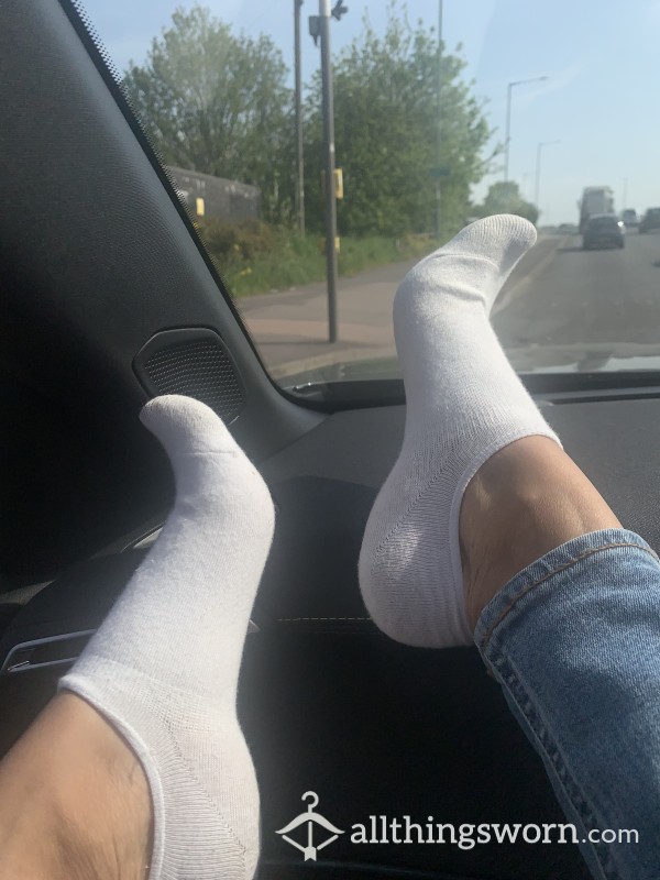 Worn White No Show Trainer Socks