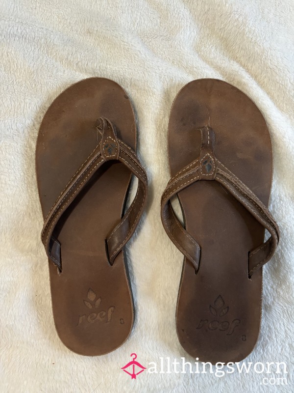 Dirty Well Worn Brown Soft Flip Flop Shoes **ADD ON ONLY**