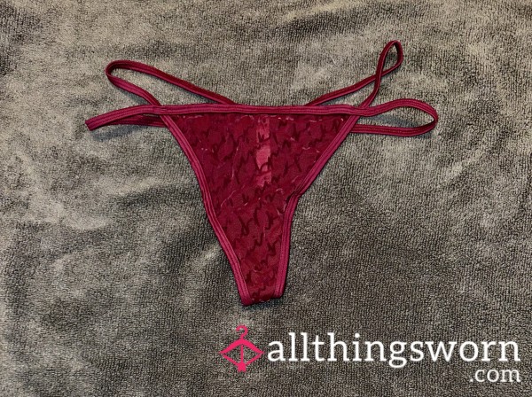 Double Strap Mesh Maroon Thong