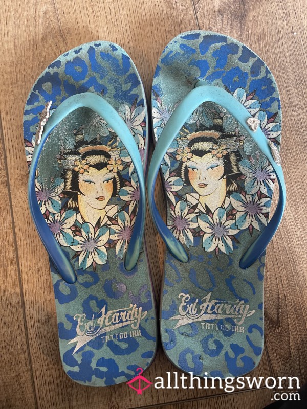 Ed Hardy WELL Worn Flip Flops Over The Last 10 Years! 🤩