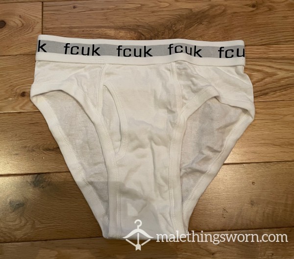 SOLD - FCUK Traditional White Y Fronts Briefs With Keyhole (XL) - Ready To Be Stained For You