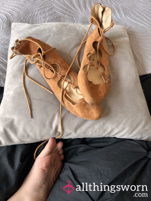 Flat Suede Lace Up Shoes, Worn For  Over 10 Years