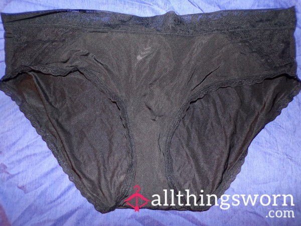 Full Back Black Satin Panty