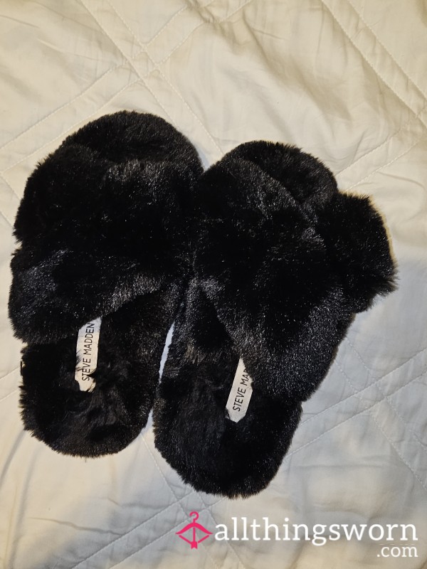 Fuzzy Cross Over Steve Madden Slippers