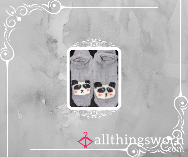 Gray Soft Panda Slippers Socks