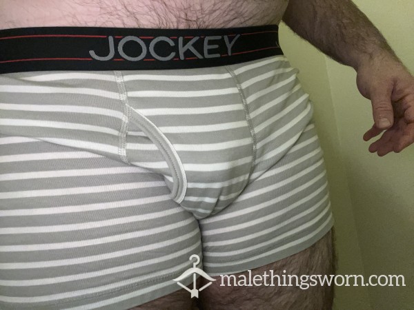 Sweaty 3 Day Worn Gray Striped Jockey