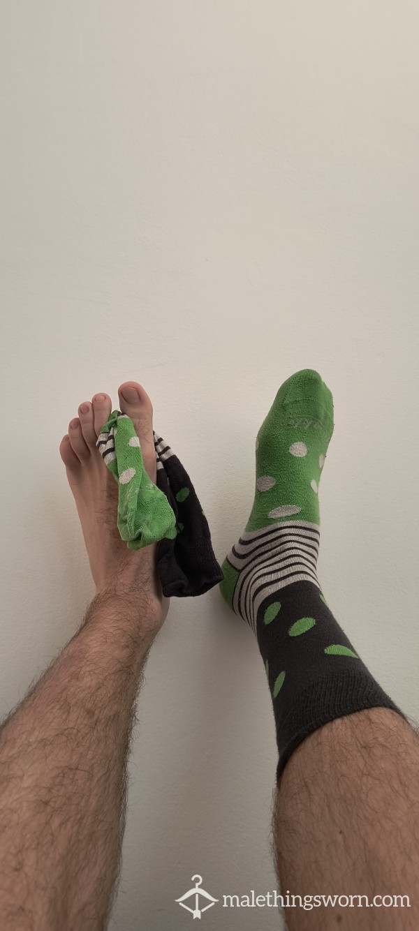 Green Dots And Lines Ankle Socks