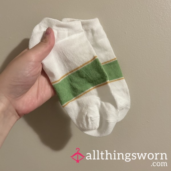 Green Stripe Ankle Socks