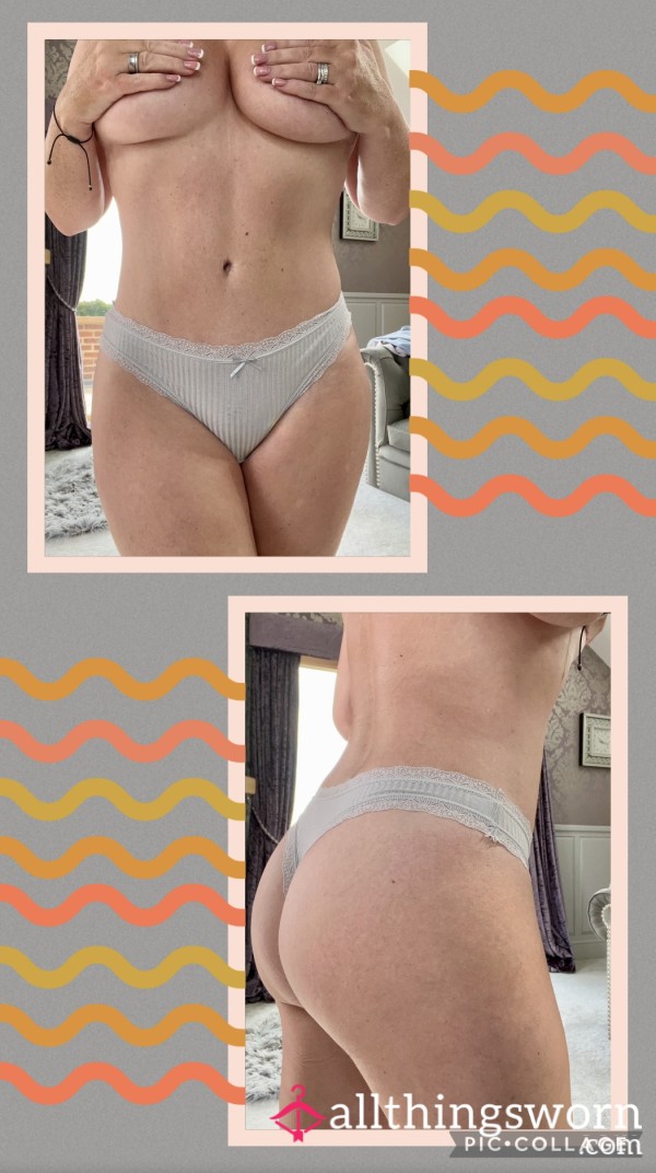 Grey Cotton Feel Ribbed Thong