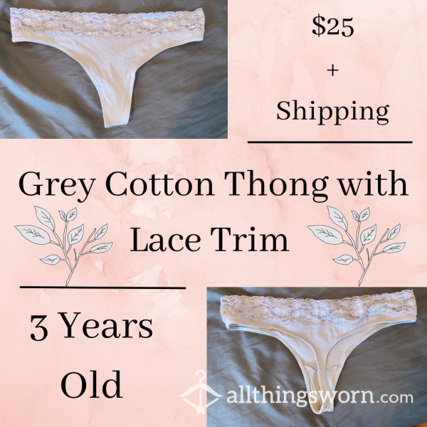 Grey Cotton Thong