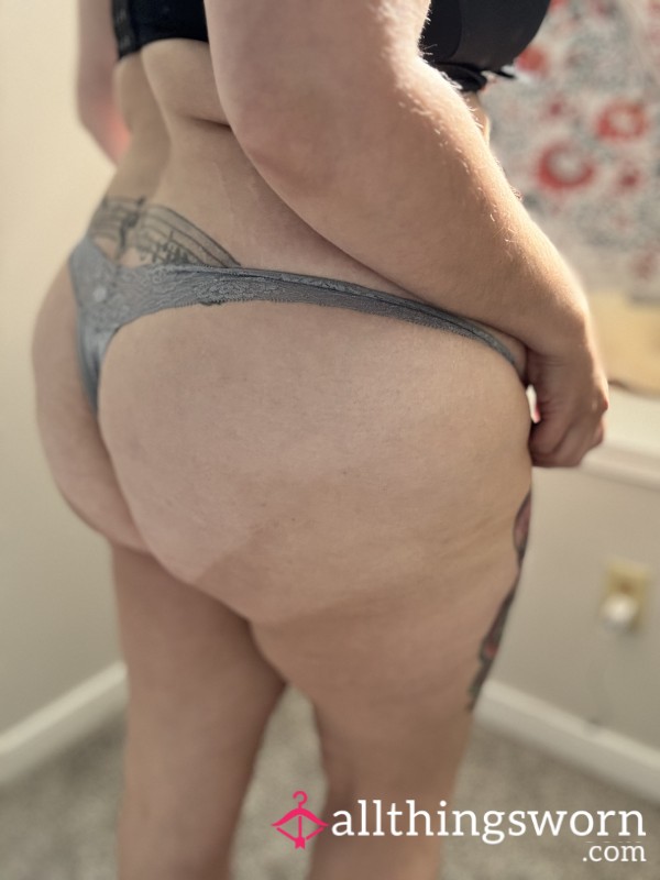 Grey Lace Thong - Base