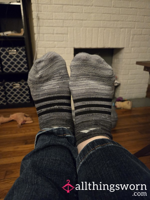 Grey Striped Adidas Socks