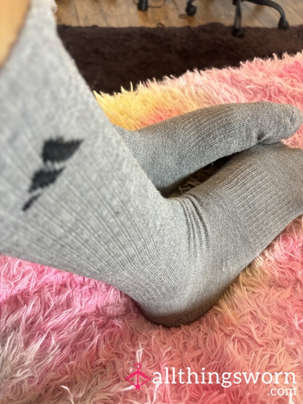 Grey Sweaty Crew Length Socks