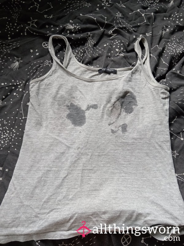 Grey Tank Top Stained With Breast Milk