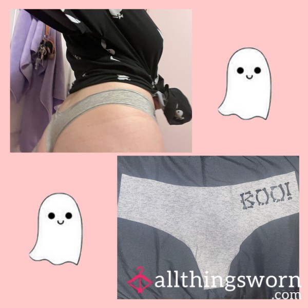 GREY VICTORIA’S SECRET NO SHOW ‘BOO’ THONG - WORN FOR 24 HOURS