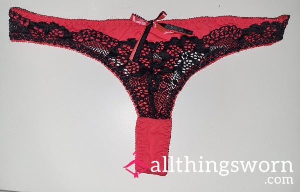 Hot Pink, Black Lace Thong