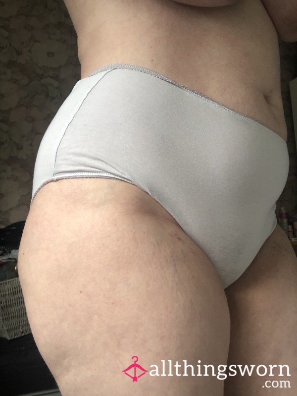 LAST PAIR - Huge White (grey) Cotton Panties, Very Old And Stained.