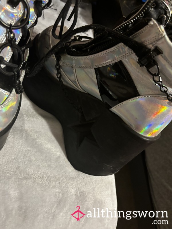 Iridescent Demonia Platform Heels