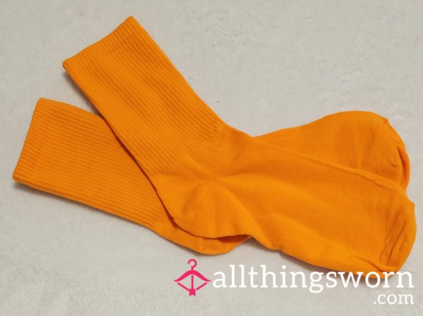 Jack-O-Lantern Orange Cotton Crew Socks