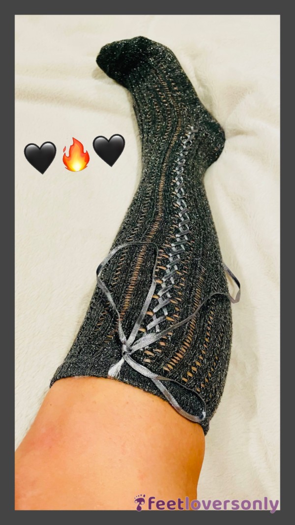 Knee High S**y Lace Up Socks