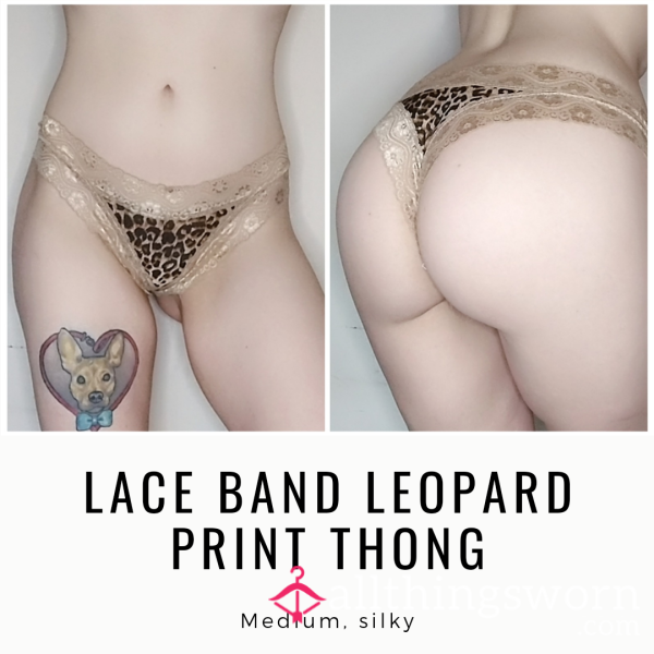 LACE BAND LEOPARD PRINT THONG