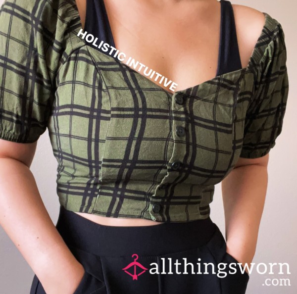 Large Green And Black Crop Top