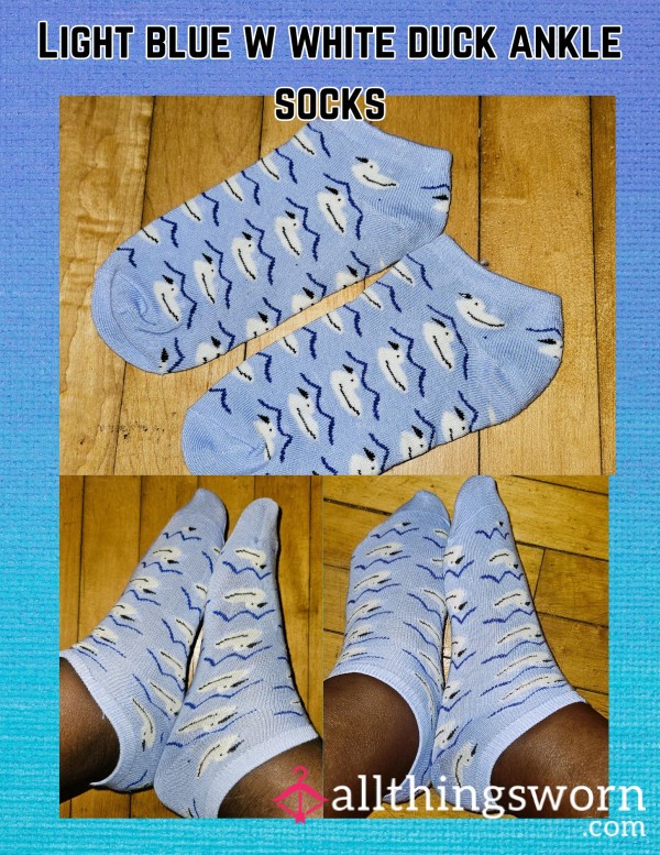 Light Blue Socks W/ White Ducks Ankle Socks