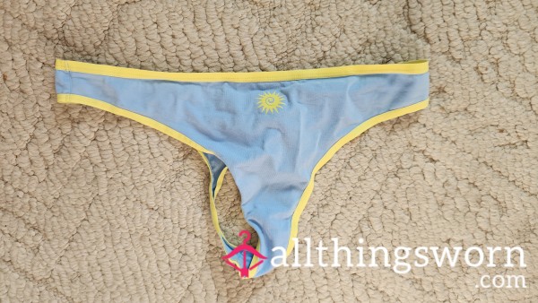 Two Day Light Blue Stretchy Cotton Thong