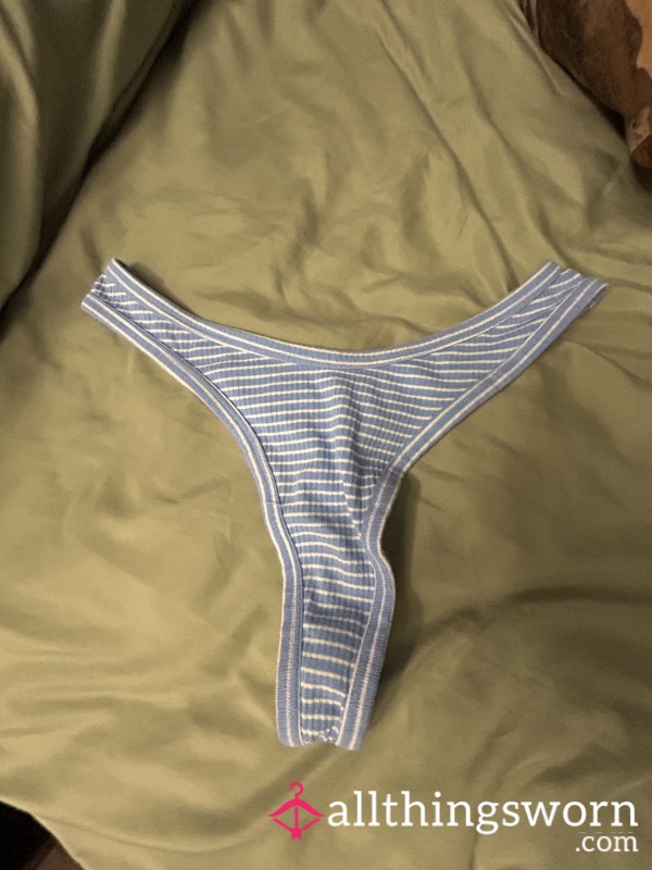 Light Blue Striped Thong