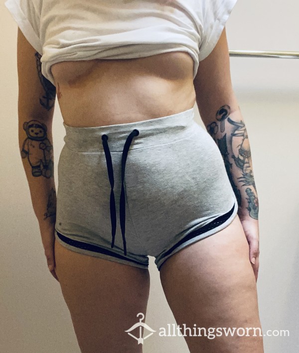 Light Gray, Tight Active Wear Booty Shorts