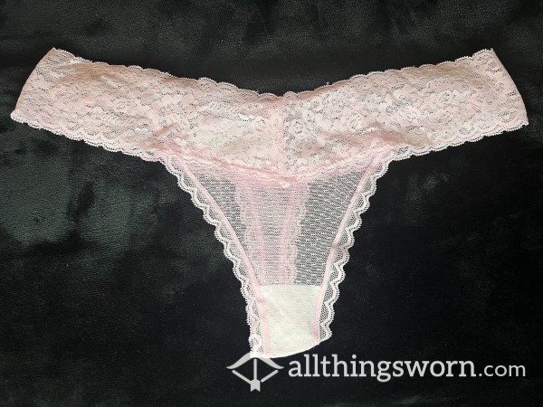 Light Pink Mesh Thong! Well Worn & Well Loved!