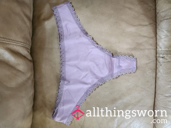 Lilac Sheer/lace Trim Thong