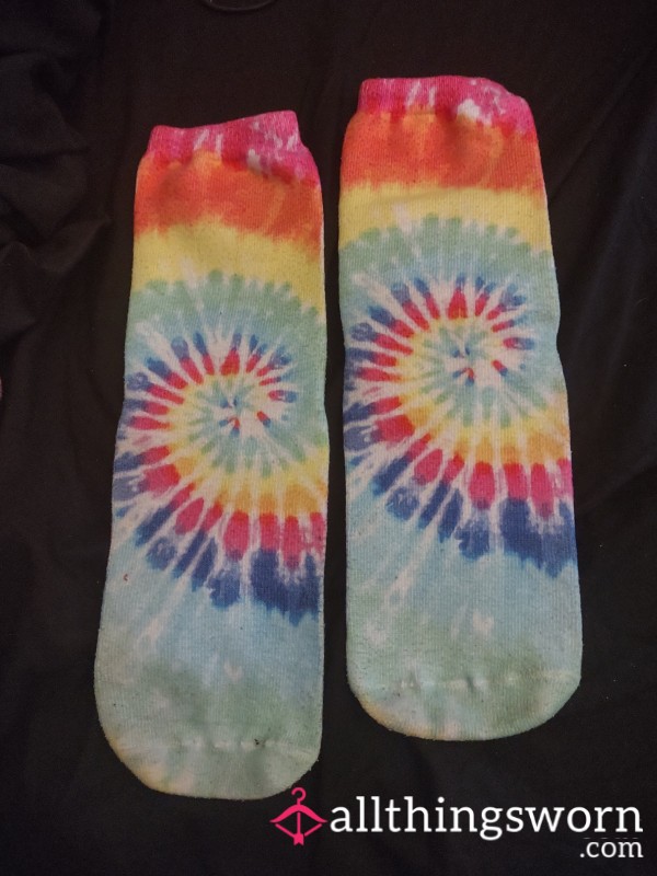 Long Rainbow Tye Dye Socks