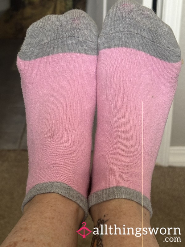 Sweaty Pink And Gray Socks - Worn At The Gym For 4 Days!!