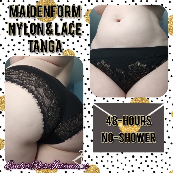 Maidenform Black Nylon & Lace Tanga