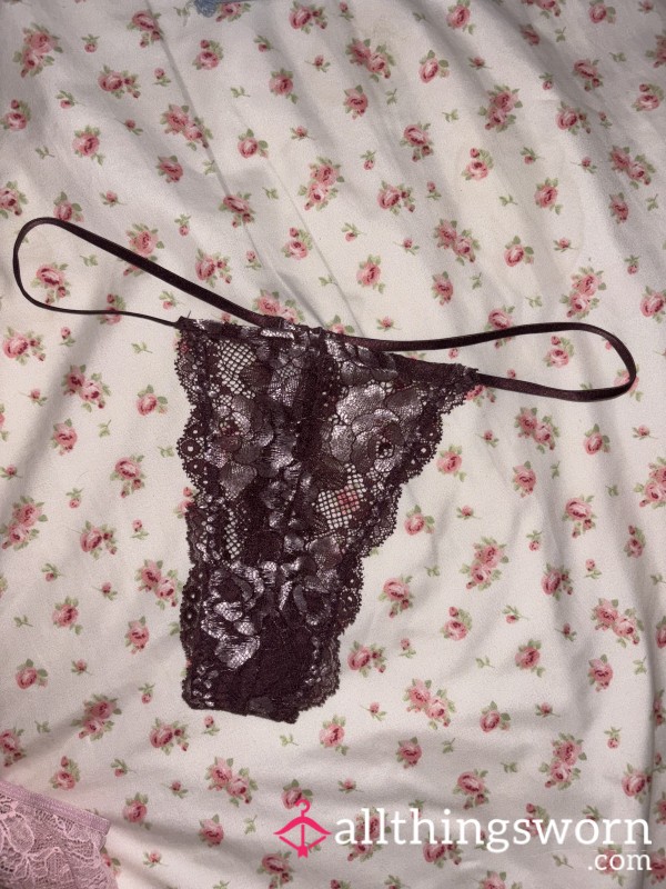 Maroon Lace Thong