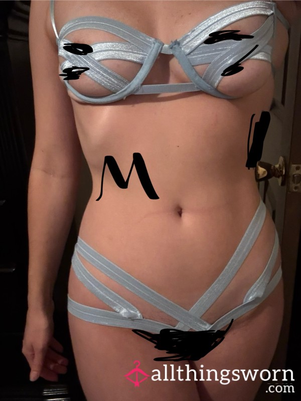 Medium Blue Strappy Lingerie Set