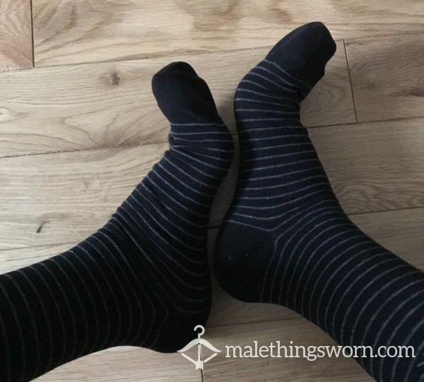 Men's Calvin Klein Black & Grey Striped Office Dress Socks