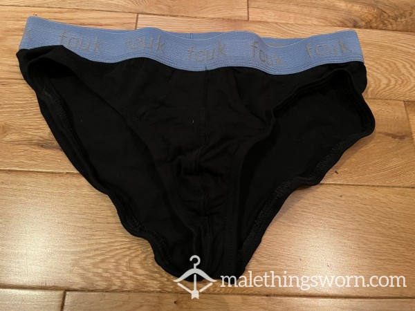 Men's FCUK Black Tight Fitting Briefs With Blue Waistband (S)