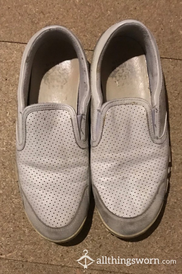 MEN'S WHITE DIESEL SLIP ON DIRTY TRAINERS USED UK SIZE 8