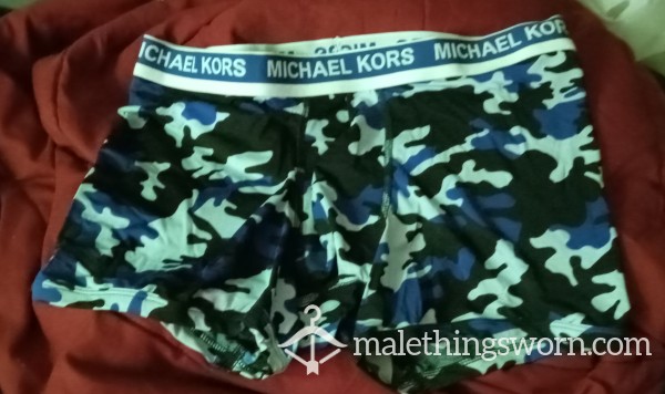 Michael Kors Blue Camo Print Boxer Briefs, Size XL