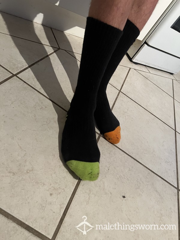 Mismatched Black & Neon Tradie Socks