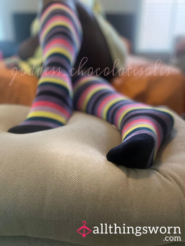 Multicolored Striped Knee High Socks