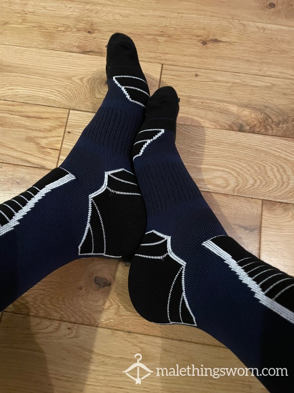 Navy & Black Pattern Thick Nylon Ski Long Socks
