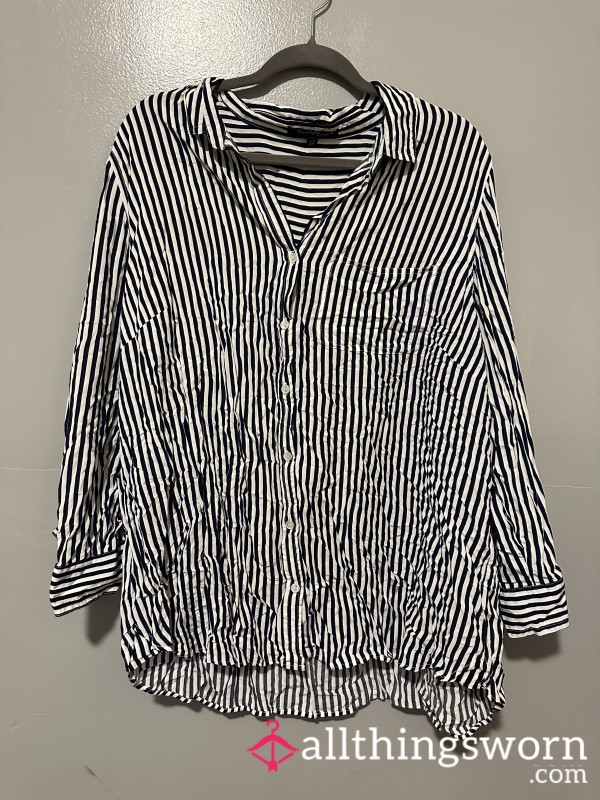 Navy + White Stripped Blouse 2X