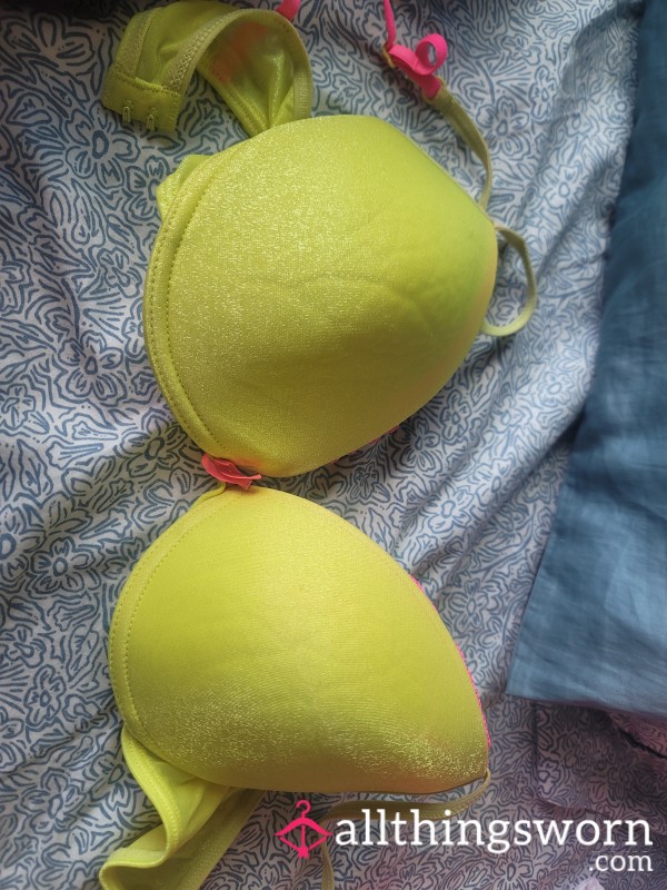 Neon Yellow D Cup Bra